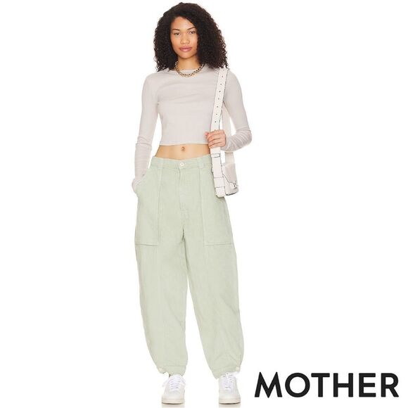 MOTHER **NWT** The Patch Pocket Chute Flood Pants in Cameo Green - Picture 1 of 16
